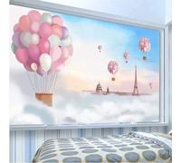 XLMING Beauté Montgolfière Architecture Château Tour Nuages Blancs 3D Papier Peint Texture Soyeuse Intissé Salle à Manger Bureau D'étude Canapé Chambre Salon TV Mur-150cm×105cm