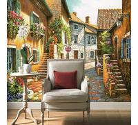 XLMING Beauté Rétro Charme Petite Ville Conte De Fées Rue 3D Papier Peint Premium Texturé Soie Bureau Salle à Manger Salon Chambre Coucher Canapé TV Mur-200cm×140cm