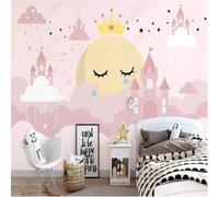 XLMING Beaux Châteaux Roses Peints À La Main Étoiles Et Nuages 3D Papier Peint Texture Soyeuse Intissé Salle à Manger Bureau D'étude Canapé Chambre Salon TV Mur-200cm×140cm