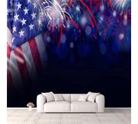 XLMING Beaux Motifs Colorés Drapeau Feux D'Artifice 3D Papier Peint Premium Texturé Soie Bureau Salle à Manger Salon Chambre Coucher Canapé TV Mur-430cm×300cm