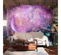 XLMING Beaux Papillons Violets Et Lucioles Dans Une Forêt Abstraite 3D Papier Peint Texture Soyeuse Intissé Salle à Manger Bureau D'étude Canapé Chambre Salon TV Mur-430cm×300cm