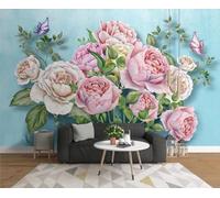 XLMING Belle Aquarelle De Fleurs Fraîchement Peinte À La Main Papillons 3D Papier Peint Texture Soyeuse Intissé Salle à Manger Bureau D'étude Canapé Chambre Salon TV Mur-250cm×170cm