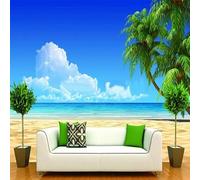 XLMING Belle Mer Bleue Plage De Cocotier Paysage Papier Peint 3D Soie Texturée Haut De Gamme Salon Canapé Chambre À Coucher Salle Manger Murale-350cm×256cm