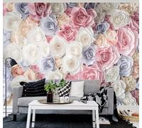 XLMING Belle Rose Colorée En Tridimensionnel Peinte À La Main 3D Papier Peint Premium Texturé Soie Bureau Salle à Manger Salon Chambre Coucher Canapé TV Mur-250cm×170cm