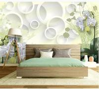 XLMING Blanc Circulaire Fleurs Vert Plantes 3D Papier Peint Luxe Décoration Manger Adulte Intérieure Salon Canapé Chambre Fond TV Mur-150cm×105cm