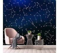 XLMING Bleu Géométrique Lignes Art Ciel Étoilé Constellations 3D Papier Peint Premium Texturé Soie Bureau Salle à Manger Salon Chambre Coucher Canapé TV Mur-350cm×256cm