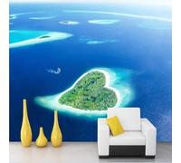 XLMING Bleu Océan Voile Cœur Île 3D Papier Peint Luxe Décoration Manger Adulte Intérieure Salon Canapé Chambre Fond TV Mur-430cm×300cm