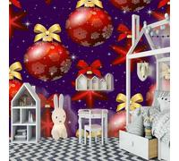 XLMING Boule Suspendue Rouge Cubique Simple 3D Papier Peint Luxe Décoration Manger Adulte Intérieure Salon Canapé Chambre Fond TV Mur-150cm×105cm