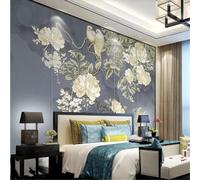 XLMING Branches Fleurs Et Petits Oiseaux Peints À La Main Dans Un Style Rétro 3D Papier Peint Premium Texturé Soie Bureau Salle à Manger Salon Chambre Coucher Canapé TV Mur-300cm×210cm