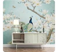 XLMING Branches Minimalistes Magnolia Paon Papillon Papier Peint 3D Soie De Luxe Intissé Bureau Salle à Manger Canapé Chambre Salon TV Mural Décoratif-150cm×105cm