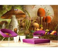XLMING Cabine De Champignons De Forêt Peinte À La Main 3D Papier Peint Texture Soyeuse Intissé Salle à Manger Bureau D'étude Canapé Chambre Salon TV Mur-250cm×170cm