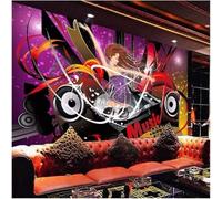 XLMING Caricature Musicale Femme Chambre Privée Chambre Privée Papier Peint 3D Soie Texturée Haut De Gamme Salon Canapé Chambre À Coucher Salle Manger Murale-400cm×280cm