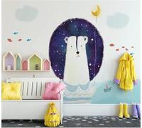 XLMING Cartoon Animal Bear Fish Boat Moon Papier Peint 3D Soie De Luxe Intissé Bureau Salle à Manger Canapé Chambre Salon TV Mural Décoratif-300cm×210cm