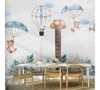 XLMING Cartoon Art Hot Air Balloon Clouds Mushrooms Greens Papier Peint 3D Soie De Luxe Intissé Bureau Salle à Manger Canapé Chambre Salon TV Mural Décoratif-250cm×170cm