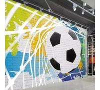 XLMING Cartoon Football Colourful Artistic Brick Wall 3D Papier Peint Texture Soyeuse Intissé Salle à Manger Bureau D'étude Canapé Chambre Salon TV Mur-150cm×105cm
