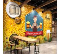 XLMING Cartoon Fraîcheur Bière Jaune Gouttes D'Eau Personnages 3D Papier Peint Premium Texturé Soie Bureau Salle à Manger Salon Chambre Coucher Canapé TV Mur-250cm×170cm