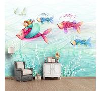 XLMING Cartoon Hand Drawn Art Line Fish Grass Birds 3D Papier Peint Texture Soyeuse Intissé Salle à Manger Bureau D'étude Canapé Chambre Salon TV Mur-250cm×170cm
