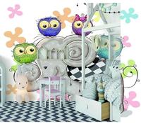 XLMING Cartoon Hand Drawn Elephant Owl Creative 3D Papier Peint Luxe Décoration Manger Adulte Intérieure Salon Canapé Chambre Fond TV Mur-250cm×170cm