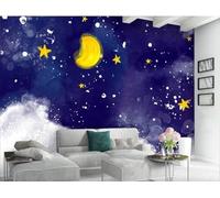 XLMING Cartoon Ink Starry Sky Stars Moon Papier Peint 3D Soie Texturée Haut De Gamme Salon Canapé Chambre À Coucher Salle Manger Murale-350cm×256cm
