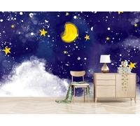 XLMING Cartoon Ink Stars Stars Moon 3D Papier Peint Premium Texturé Soie Bureau Salle à Manger Salon Chambre Coucher Canapé TV Mur-200cm×140cm