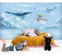 XLMING Cartoon Sky Castle Whale Sea Boat 3D Papier Peint Premium Texturé Soie Bureau Salle à Manger Salon Chambre Coucher Canapé TV Mur-200cm×140cm