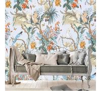 XLMING Cartoon Vintage Peint À La Main Branches D'Arbre Fleurs Et Oiseaux 3D Papier Peint Texture Soyeuse Intissé Salle à Manger Bureau D'étude Canapé Chambre Salon TV Mur-250cm×170cm