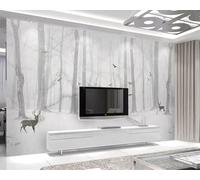 XLMING Cartoon Winter Forest Beautiful Snowy Landscape Moose 3D Papier Peint Texture Soyeuse Intissé Salle à Manger Bureau D'étude Canapé Chambre Salon TV Mur-430cm×300cm