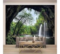 XLMING Cascade De La Grotte Cubique Rivière Forêt Verte 3D Papier Peint Luxe Décoration Manger Adulte Intérieure Salon Canapé Chambre Fond TV Mur-150cm×105cm