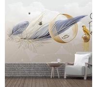 XLMING Cercle D'Art Abstrait Géométrique Jaune En Forme De Plume Papier Peint 3D Soie De Luxe Intissé Bureau Salle à Manger Canapé Chambre Salon TV Mural Décoratif-300cm×210cm