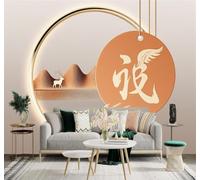XLMING Cerf Doré Montagnes Petits Poissons Forme Ronde Art 3D Papier Peint Texture Soyeuse Intissé Salle à Manger Bureau Canapé Chambre Salon TV Mur-200cm×140cm