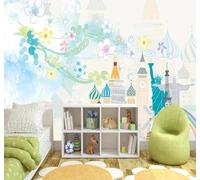 XLMING Chaleur Dessin À La Main Bande Dessinée Fleurs Architecture 3D Papier Peint Luxe Décoration Manger Adulte Intérieure Salon Canapé Chambre Fond TV Mur-250cm×170cm