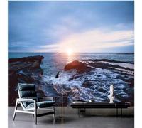 XLMING Chaleureux Beau Crépuscule Océan Coucher De Soleil Paysage 3D Papier Peint Texture Soyeuse Intissé Salle à Manger Bureau D'étude Canapé Chambre Salon TV Mur-300cm×210cm