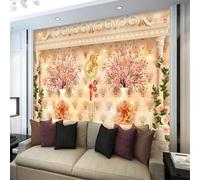 XLMING Chaleureux Coussins Magnifique Rose Roses Vase 3D Papier Peint Premium Texturé Soie Bureau Salle à Manger Salon Chambre Coucher Canapé TV Mur-430cm×300cm