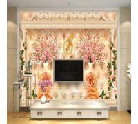 XLMING Chaleureux Coussins Magnifique Rose Roses Vase 3D Papier Peint Texture Soyeuse Intissé Salle à Manger Bureau D'étude Canapé Chambre Salon TV Mur-350cm×256cm