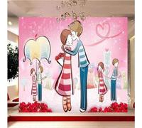 XLMING Chaleureux Romantique Jeunesse Amour Rêve Couple 3D Papier Peint Premium Texturé Soie Bureau Salle à Manger Salon Chambre Coucher Canapé TV Mur-400cm×280cm