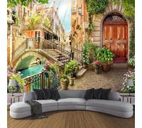 XLMING Champs Campagne Villes Bâtiments Plantes Vignes 3D Papier Peint Texture Soyeuse Intissé Salle à Manger Bureau D'étude Canapé Chambre Salon TV Mur-250cm×170cm