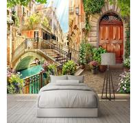 XLMING Champs Campagne Villes Bâtiments Plantes Vignes Papier Peint 3D Soie De Luxe Intissé Bureau Salle à Manger Canapé Chambre Salon TV Mural Décoratif-400cm×280cm