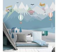 XLMING Charmant Dessin Animé Coloré Montgolfière Avion Voiture 3D Papier Peint Texture Soyeuse Intissé Salle à Manger Bureau D'étude Canapé Chambre Salon TV Mur-350cm×256cm