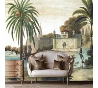 XLMING Château Peint À La Main Sur Un Bateau À Voile Sur Une Rivière 3D Papier Peint Premium Texturé Soie Bureau Salle à Manger Salon Chambre Coucher Canapé TV Mur-400cm×280cm