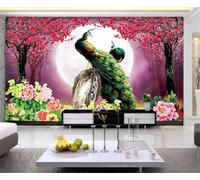 XLMING Chaude Et Belle Fleur De Pêcher Rouge Pivoine Paon 3D Papier Peint Texture Soyeuse Intissé Salle à Manger Bureau D'étude Canapé Chambre Salon TV Mur-430cm×300cm