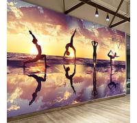 XLMING Chaude Et Belle Salle De Yoga Et De Danse Au Coucher Du Soleil 3D Papier Peint Texture Soyeuse Intissé Salle à Manger Bureau D'étude Canapé Chambre Salon TV Mur-350cm×256cm