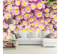 XLMING Chaudes Belles Fleurs Tridimensionnelles Chrysanthème Rose Papier Peint 3D Soie Texturée Haut De Gamme Salon Canapé Chambre À Coucher Salle Manger Murale-300cm×210cm