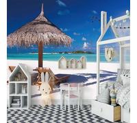 XLMING Ciel Bleu Cubique Océan Petite Île Plage 3D Papier Peint Luxe Décoration Manger Adulte Intérieure Salon Canapé Chambre Fond TV Mur-250cm×170cm