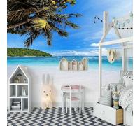 XLMING Ciel Bleu De L'Océan Petite Île Cocotier 3D Papier Peint Luxe Décoration Manger Adulte Intérieure Salon Canapé Chambre Fond TV Mur-400cm×280cm