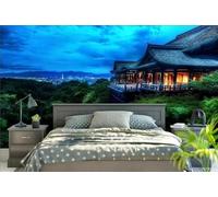 XLMING Ciel Bleu Forêt Verte Architecture 3D Papier Peint Luxe Décoration Manger Adulte Intérieure Salon Canapé Chambre Fond TV Mur-300cm×210cm