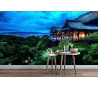 XLMING Ciel Bleu Forêt Verte Architecture 3D Papier Peint Premium Texturé Soie Bureau Salle à Manger Salon Chambre Coucher Canapé TV Mur-150cm×105cm