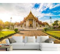 XLMING Ciel Bleu Nuages Blancs Châteaux Soleil Pelouses 3D Papier Peint Texture Soyeuse Intissé Salle à Manger Bureau D'étude Canapé Chambre Salon TV Mur-200cm×140cm