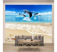 XLMING Ciel Bleu Nuages Blancs Coquillages Étoiles De Mer 3D Papier Peint Luxe Décoration Manger Adulte Intérieure Salon Canapé Chambre Fond TV Mur-350cm×256cm
