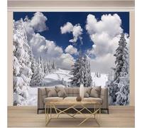 XLMING Ciel Bleu Nuages Blancs Forêt Blanche Neige 3D Papier Peint Luxe Décoration Manger Adulte Intérieure Salon Canapé Chambre Fond TV Mur-350cm×256cm