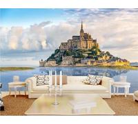 XLMING Ciel Bleu Nuages Blancs Mer Architecture Reflet 3D Papier Peint Luxe Décoration Manger Adulte Intérieure Salon Canapé Chambre Fond TV Mur-300cm×210cm